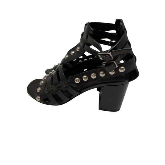 Saint Laurent Leather Studded Open Toe Gladiator Sandals Black Women's Size 35 - Picture 5 of 6